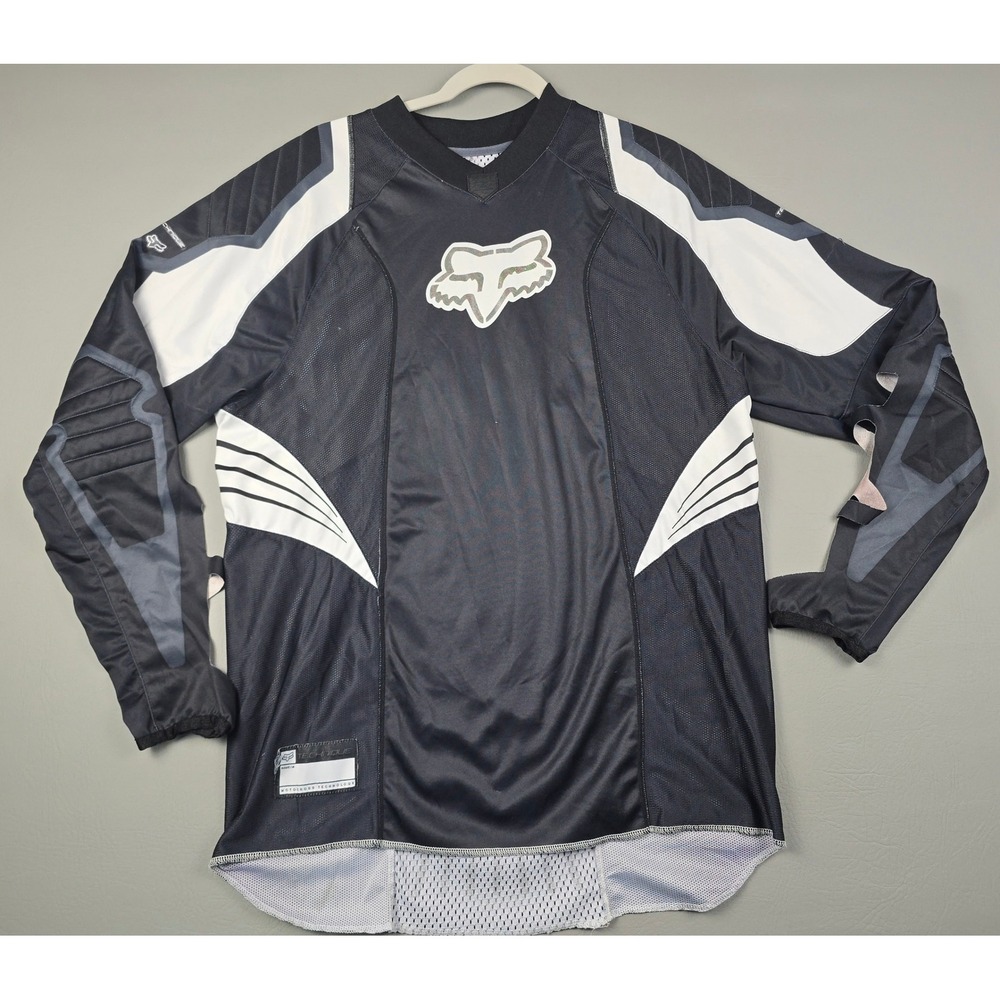 Fox Racing Technique Motocross Jersey Black White Padded Mesh Mens L